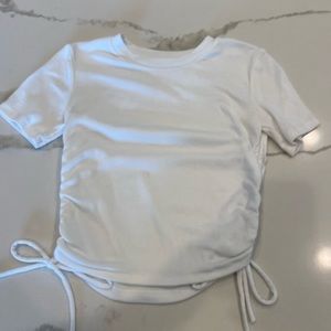 Zara white shirt short sleeve with ties along the side size small